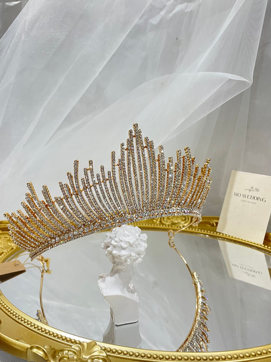Gold Wedding Crown Queen Crown Hair Accessories for Bride Party