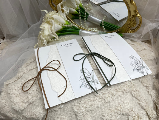 Handmade paper Wedding Vow Card