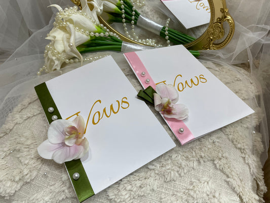 Orchids and Ribbons Wedding Vow Card